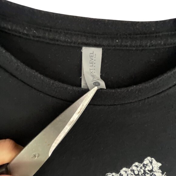 Next Level Black Graphic Print T-Shirt "Lake Over Fire" Design Oversized Goth - Picture 3 of 4